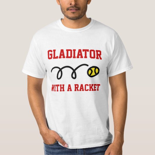 Gladiator met een racket-tennis t-shirt (Voorkant)