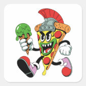 Gladiator Pizza Slice Italian Brainrot Vierkante Sticker (Voorkant)