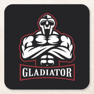 Gladiator Silhouette Vierkante Kartonnen Onderzetter