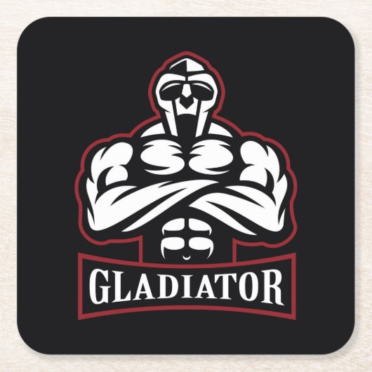 Gladiator Silhouette Vierkante Kartonnen Onderzetter (Voorkant)