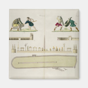 Gladiatoren en een plan van het circus van Caracal Magneet