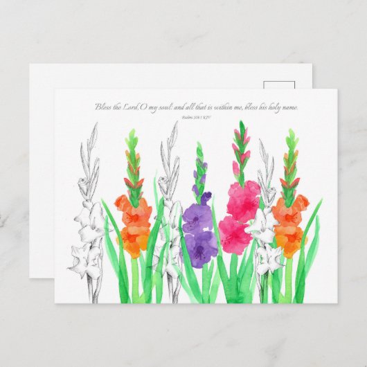 Gladiola Scripture Psaumes 103 Carte de prière (Devant / Derrière)