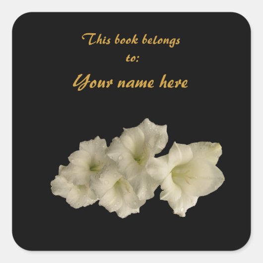 Gladiolas Bookplate Vierkante Sticker (Voorkant)