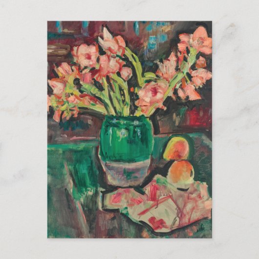 Gladiolen in een groene vaas | George Leslie Hunte Briefkaart (Voorkant)