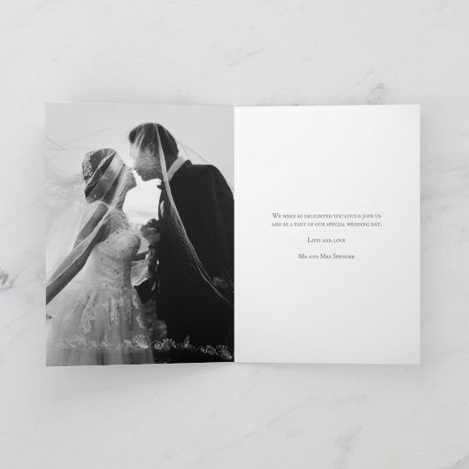 Gladioli die wit tekent op oranje bruiloft bedankt kaart (Binnen)