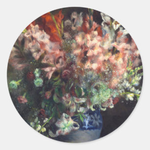 Gladioli in een vaas van Auguste Renoir Art Ronde Sticker