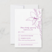 Gladiolus botanische paarse moerbei RSVP bruiloft Kaartje (Achterkant)
