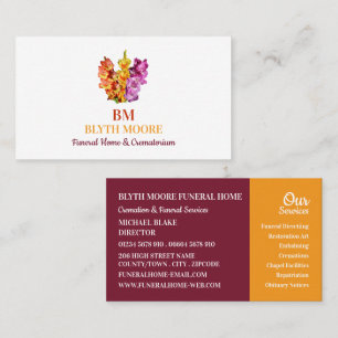 Gladiolus Flowers, Funeral Home, Directors Visitekaartje
