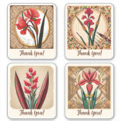 Gladiolus Flowers Groovy Retro gepersonaliseerd Sticker (Voorkant)
