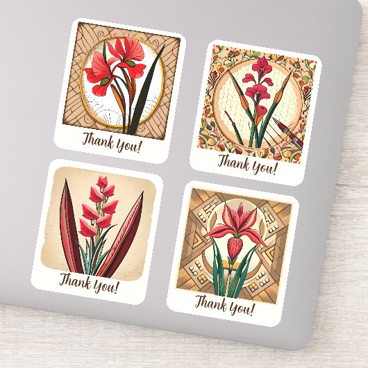 Gladiolus Flowers Groovy Retro gepersonaliseerd Sticker (Detail)