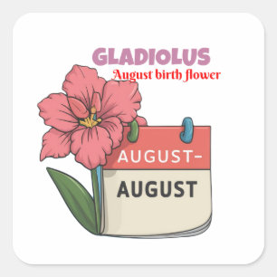 Gladiolus - Geboortebloem voor augustus Vierkante Sticker