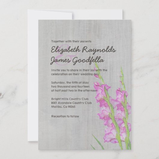 Gladiolus Wedding-uitnodigingen Kaart (Voorkant)