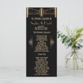 Glam 1920's Great Gatsby Art Deco Wedding Programm Programma (Staand voorkant)