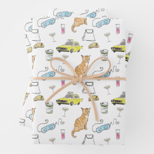 Glam 1960 Tiara Cocktail Party Retro Mideeuw Inpakpapier Vel