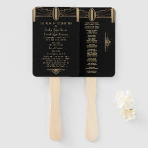 Glam 20's Great Gatsby Art Deco Trouwprogramma Handwaaier