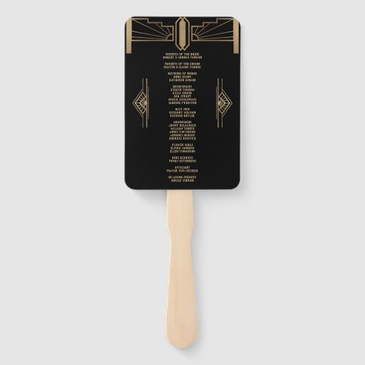 Glam 20's Great Gatsby Art Deco Trouwprogramma Handwaaier (Achterkant)