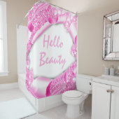 Glam 3D Lijst Roze Fuchsia HALLO Girly Douchegordijn (In situ)