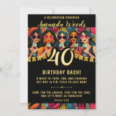 Glam 40e verjaardag bash met chique meisjes nacht kaart (Voorkant)