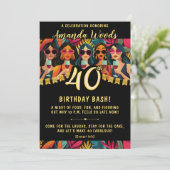 Glam 40e verjaardag bash met chique meisjes nacht kaart (Staand voorkant)