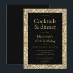 Glam 40th Birthday Black Gold Invitation<br><div class="desc">Glam 40e anniversaire noir et or invitation qui peut être customisé pour inclure vos détails. La carte est conçue avec les couleurs dominantes du noir et de l'or pour une touche de sophistication. Il y a aussi l'inclusion de la parties scintillant d'or pour ce glam supplémentaire et pétillant.</div>