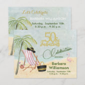 Glam 50 & Fabulous Beach Scene Party Kaart (Voorkant / Achterkant)
