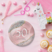 Glam 50 Fabulous Roos Gold Glitter Name Birthday Papieren Bordje (Feest)