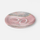 Glam 50 Fabulous Roos Gold Glitter Name Birthday Papieren Bordje (Gekanteld)