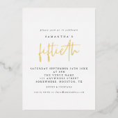 Glam 50th Birthday Party Script White - wit Folie Uitnodiging (Voorkant)