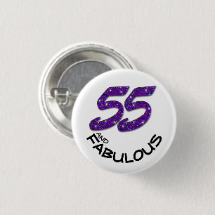 Glam 55 Paarse glitter Happy Birthday Ronde Button 3,2 Cm
