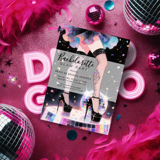 Glam and Funny Go-go Dancing Disco Bachelorette Kaart