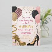 glam anniversaire fête blush rose foin invitation (Debout devant)