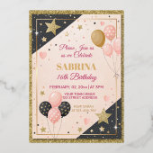 glam anniversaire fête blush rose foin invitation (Recto)