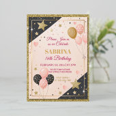 glam anniversaire fête blush rose foin invitation (Debout devant)