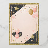 glam anniversaire fête blush rose foin invitation (Verso)