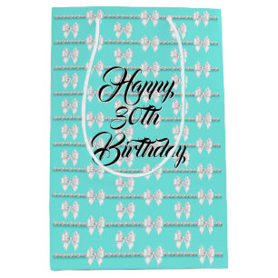 Glam Aqua Blauwe Tiffany Parels Thema 30e Verjaard Medium Cadeauzakje