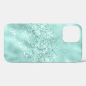 Glam Aqua Blue Folie Confetti Case-Mate iPhone Case (Achterkant (horizontaal))