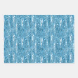 Glam Aqua Blue Tropische Glitter bladeren Inpakpapier Vel