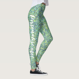 Glam Aqua Citron Green Mermaid Glitter CUSTOM TEKS Leggings