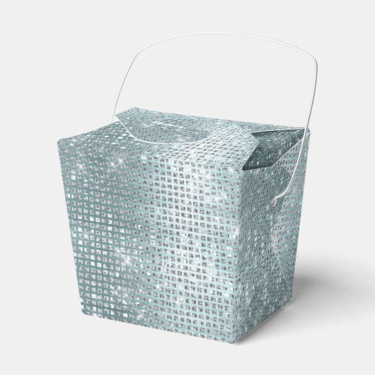 Glam Aqua Glitzy Silver Sparkle Bedankdoosjes (Voorkant Zijde)