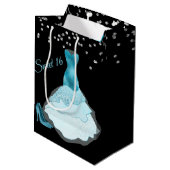 Glam Aqua Gown Sweet 16 Cadeau Sac (Dos Angle)