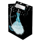 Glam Aqua Gown Sweet 16 Cadeau Sac (Devant Angle)