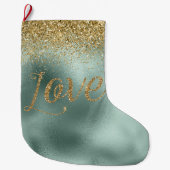 Glam Aqua Groen Goud Glitter Liefde Grote Kerstsok (Voorkant)