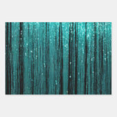 Glam Aqua Sparkle Stripes Inpakpapier Vel (Voorkant 3)