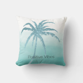 Glam Aqua Tropical Palm Tree Ombre  Kussen
