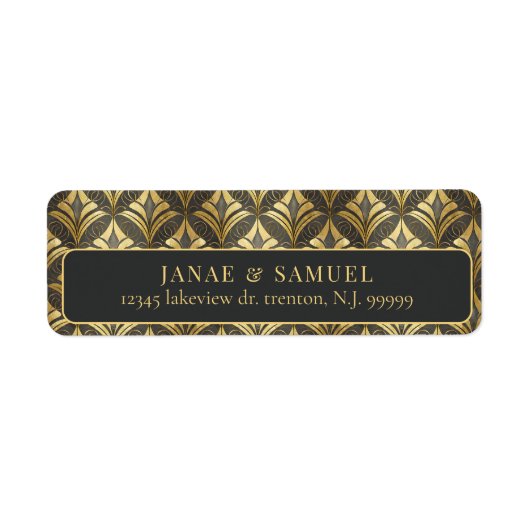 Glam Art Deco Bruiloft ID1033 Etiket (Voorkant)