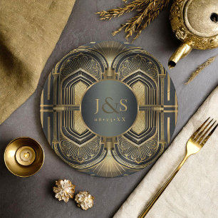 Glam Art Deco Bruiloft ID1033 Papieren Bordje