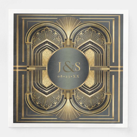 Glam Art Deco Bruiloft ID1033 Servet (Voorkant)
