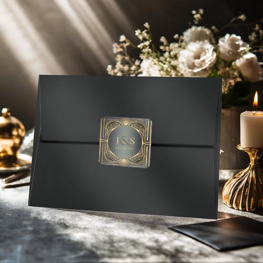 Glam Art Deco Bruiloft ID1033 Vierkante Sticker