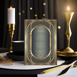 Glam Art Deco Bruiloft Menu ID1033