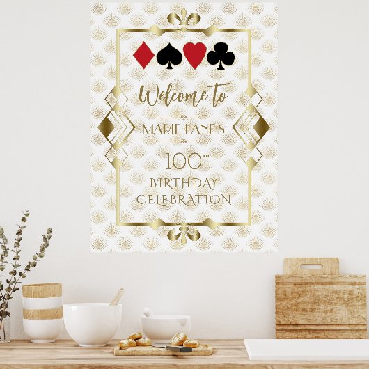Glam Art Deco Casino Poker Affiche de bienvenue d' (Cuisine)